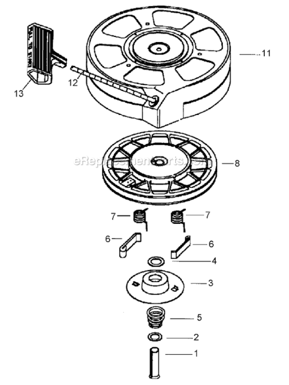 Recoil Starter Assembly Diagram and Parts List for 10685 260000001-260999999 - 2006 Lawn Boy Lawn Mower